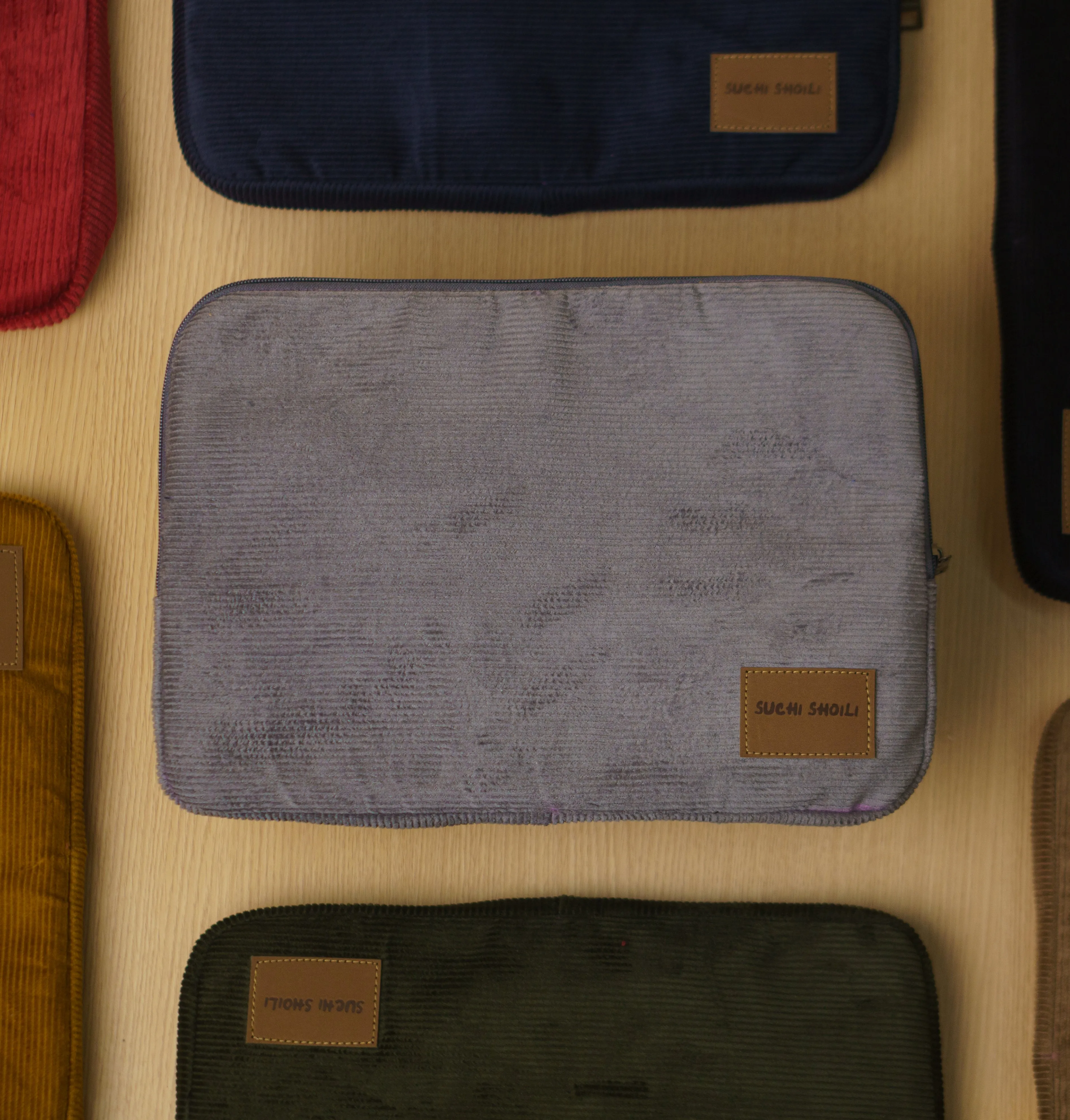 Silver Ash Corduroy Fabric Laptop Sleeve