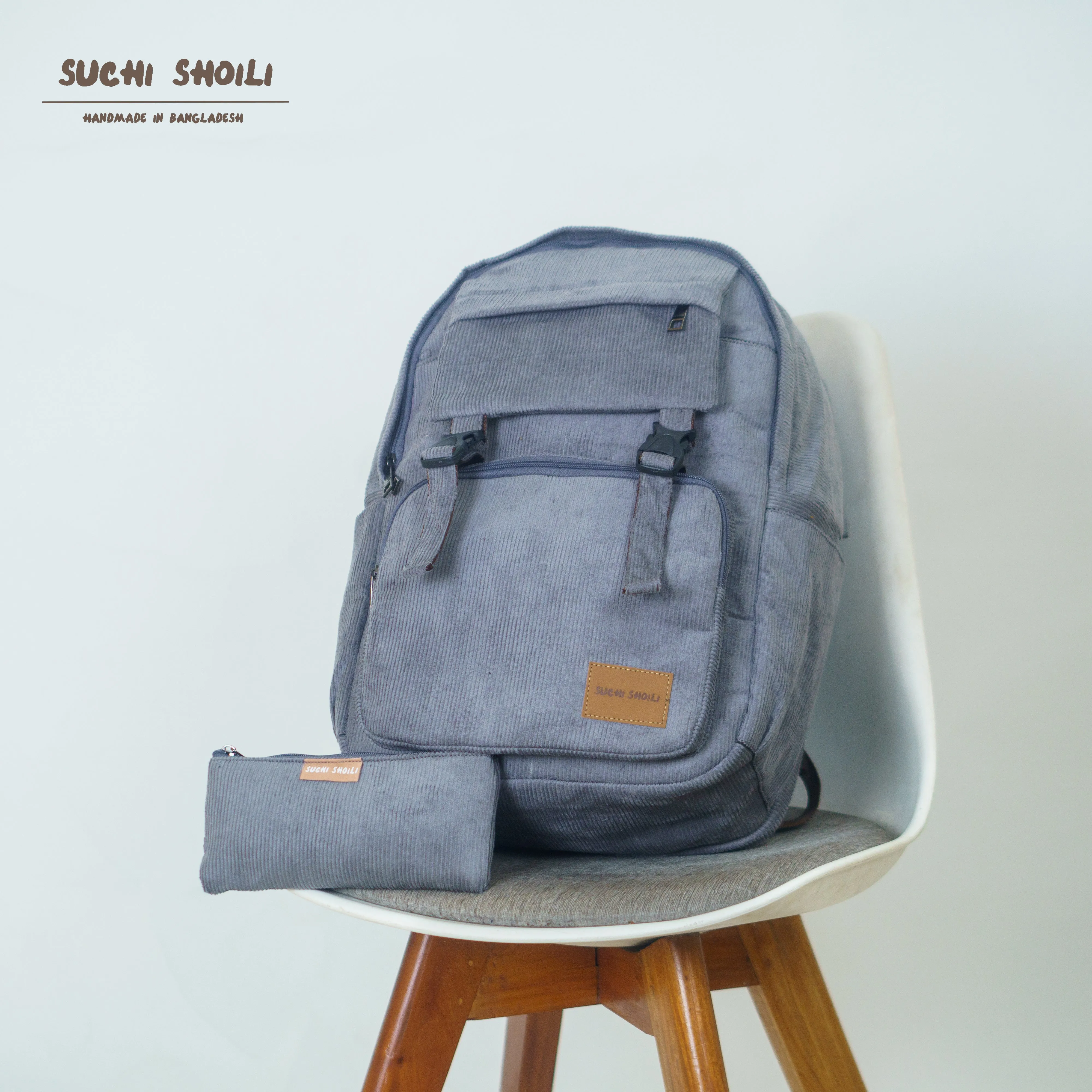 Silver Ash Corduroy Fabric Metro Backpack