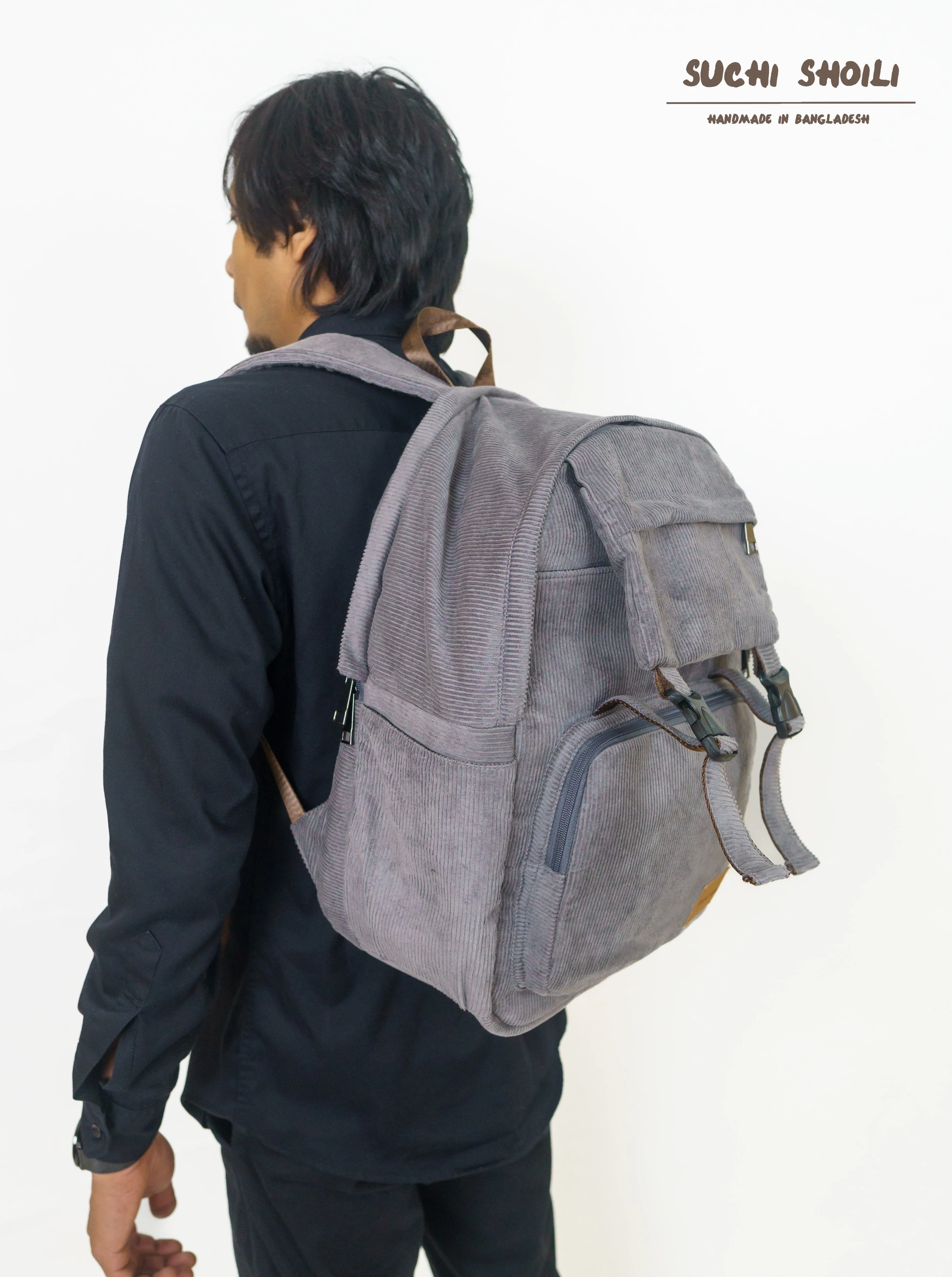 Silver Ash Corduroy Fabric Metro Backpack