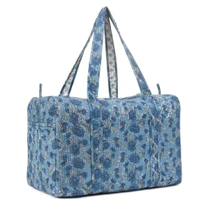 SIMILIA ROSE HAND BLOCK PRINTED QUILTED TRAVEL DUFFLE BAG BIG