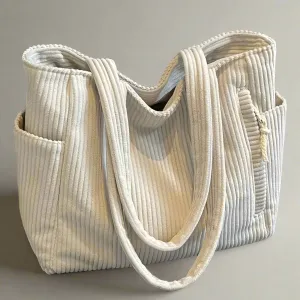 Simple Corduroy Commuter Shoulder Bag Female New Large Capacity Student Commuting To Class Messenger Bag Texture Female Bag