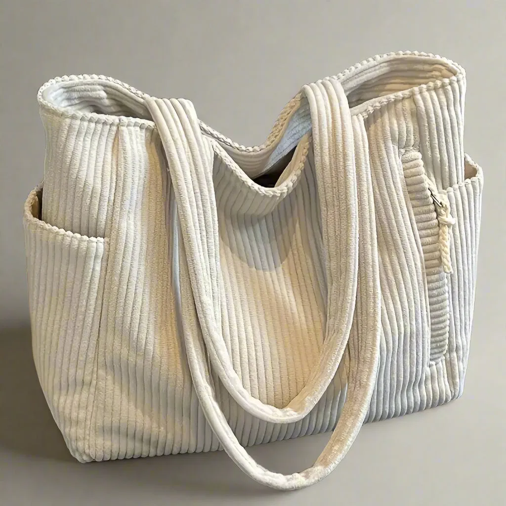 Simple Corduroy Commuter Shoulder Bag Female New Large Capacity Student Commuting To Class Messenger Bag Texture Female Bag