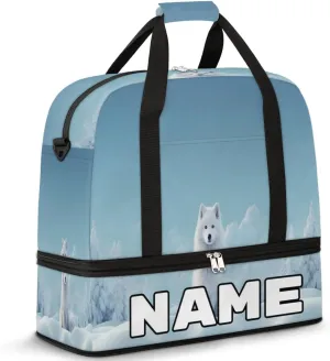 Sitting Fox Printed Custom Foldable Duffle Bag with Shoes Compartment Personalized Large Capacity Waterproof Travel Weekender Bag Overnight Bag for Sports Gym