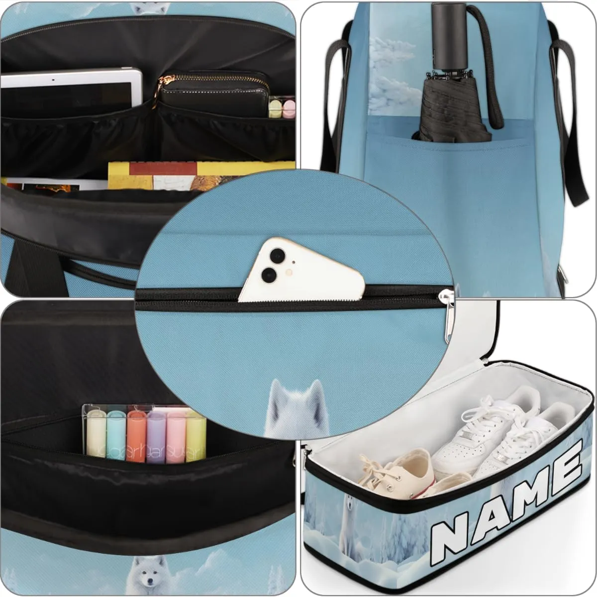 Sitting Fox Printed Custom Foldable Duffle Bag with Shoes Compartment Personalized Large Capacity Waterproof Travel Weekender Bag Overnight Bag for Sports Gym