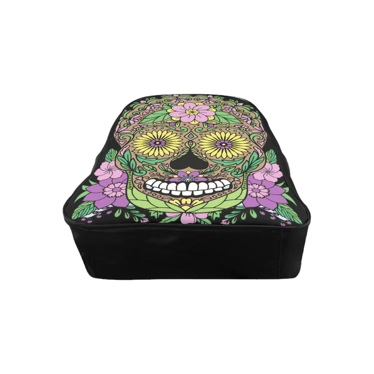 Skull Floral Print School Backpack