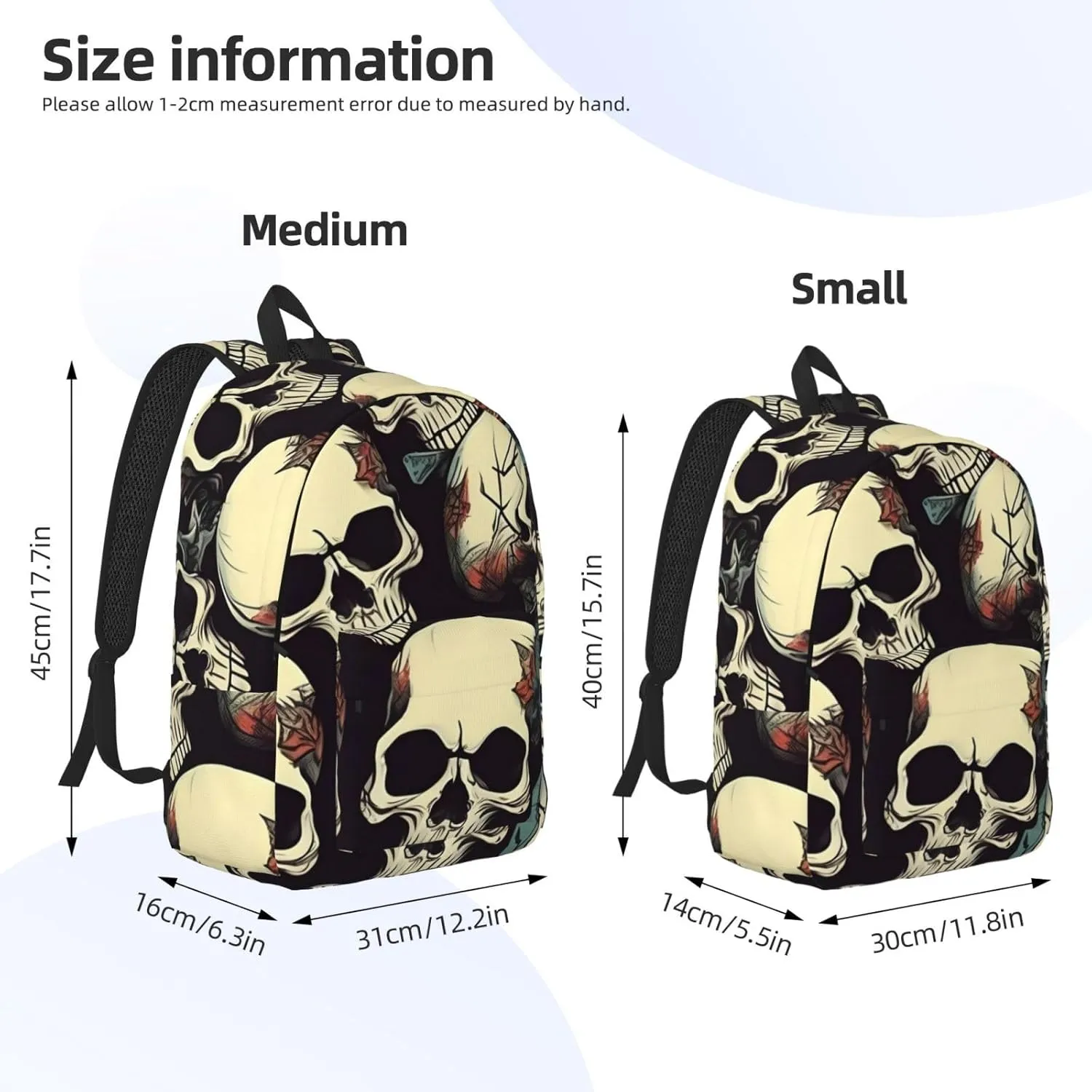 Skull Skeleton print Backpack for Travel Classic Stylish Casual Daypack Bag Travel for Women Men
