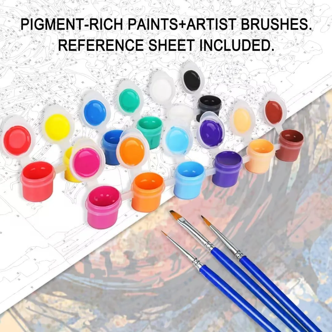 Sleeping Girl Paint by Numbers Kits with Brushes and Acrylic Pigment on Canvas Painting for Adults, Graffitic Garden Flowers Arts Crafts Project for Home Decor Gifts 16''x20'' Boho Gift(DIY Framed)