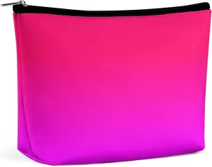 Small Cosmetic Bag, Hot Pink and Neon Pink Ombre Makeup Bags Elegant Roomy Pouch for Women,Travel Toiletry Accessories Organizer