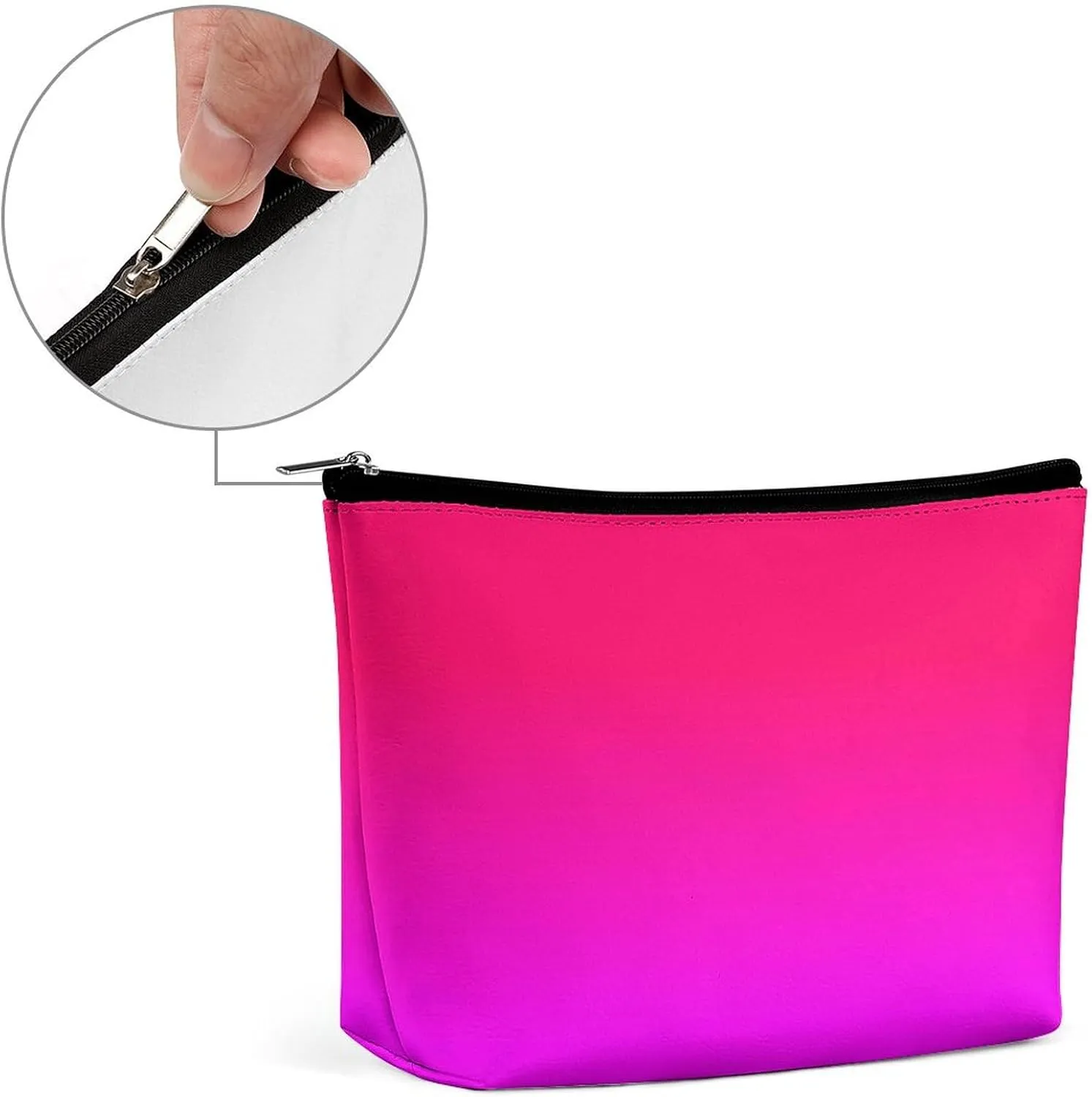 Small Cosmetic Bag, Hot Pink and Neon Pink Ombre Makeup Bags Elegant Roomy Pouch for Women,Travel Toiletry Accessories Organizer