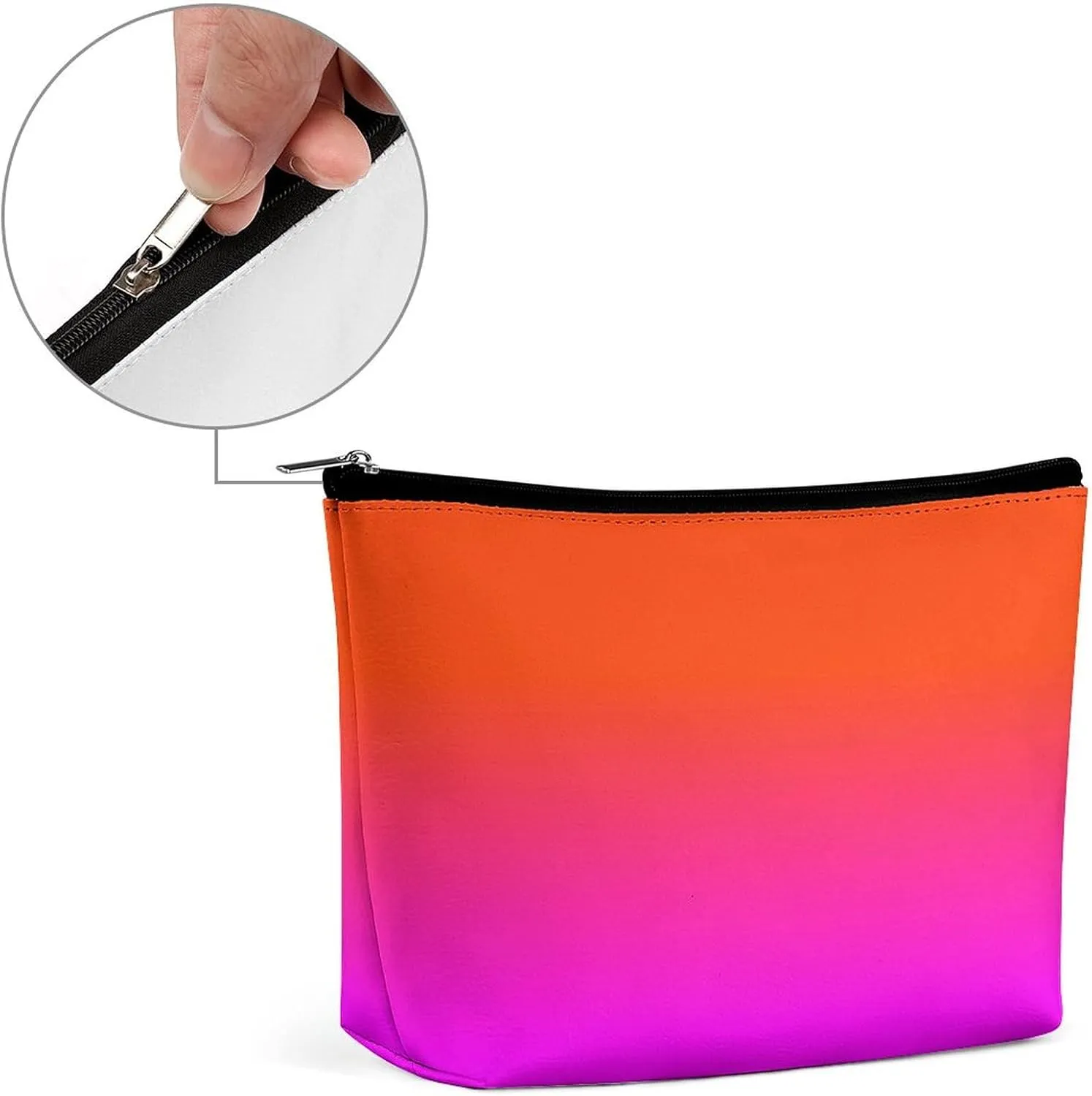 Small Cosmetic Bag, Neon Orange and Hot Pink Ombre Makeup Bags Elegant Roomy Pouch for Women,Travel Toiletry Accessories Organizer