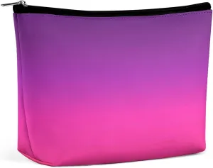Small Cosmetic Bag, Neon Purple and Pink Ombre Makeup Bags Elegant Roomy Pouch for Women,Travel Toiletry Accessories Organizer
