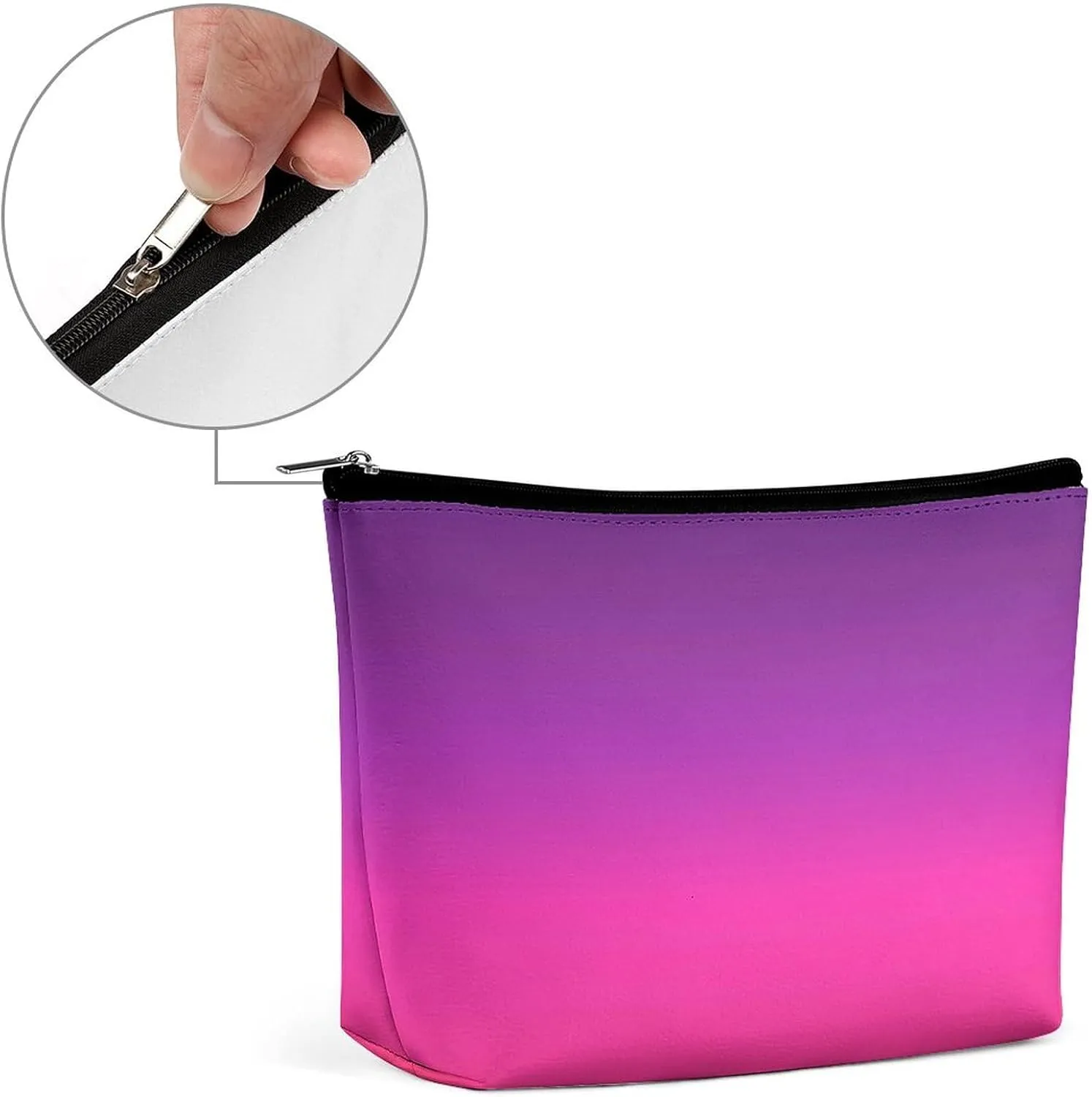 Small Cosmetic Bag, Neon Purple and Pink Ombre Makeup Bags Elegant Roomy Pouch for Women,Travel Toiletry Accessories Organizer