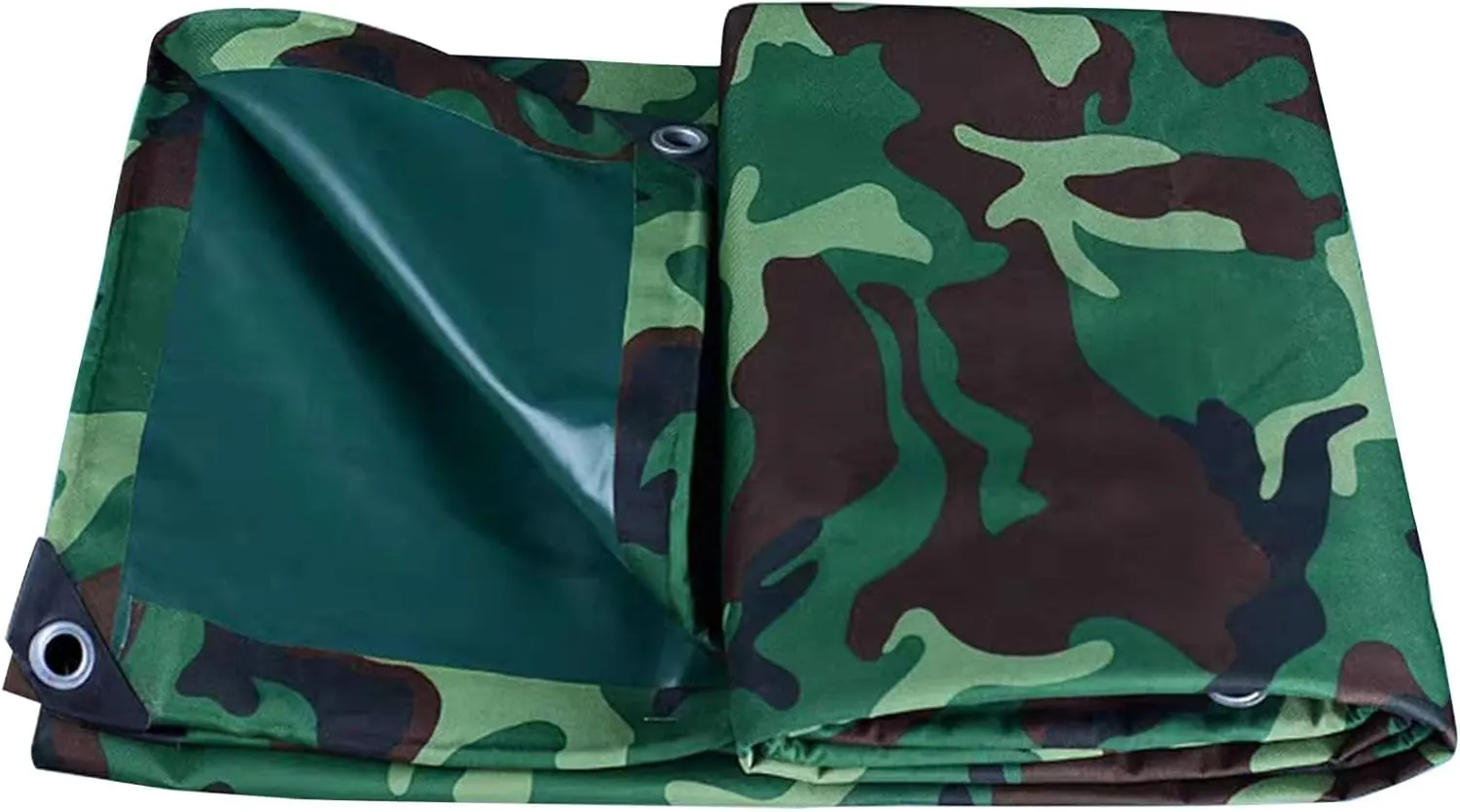 Small Multipurpose Cover, 450g/m² Heavy Duty Canvas Tarp Ground Sheet with Reinforced Grommets - Multipurpose Tarp Cover for Outdoor - Green Camouflage(1x1.5m)