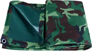 Small Multipurpose Cover, 450g/m² Heavy Duty Canvas Tarp Ground Sheet with Reinforced Grommets - Multipurpose Tarp Cover for Outdoor - Green Camouflage(1x1.5m)
