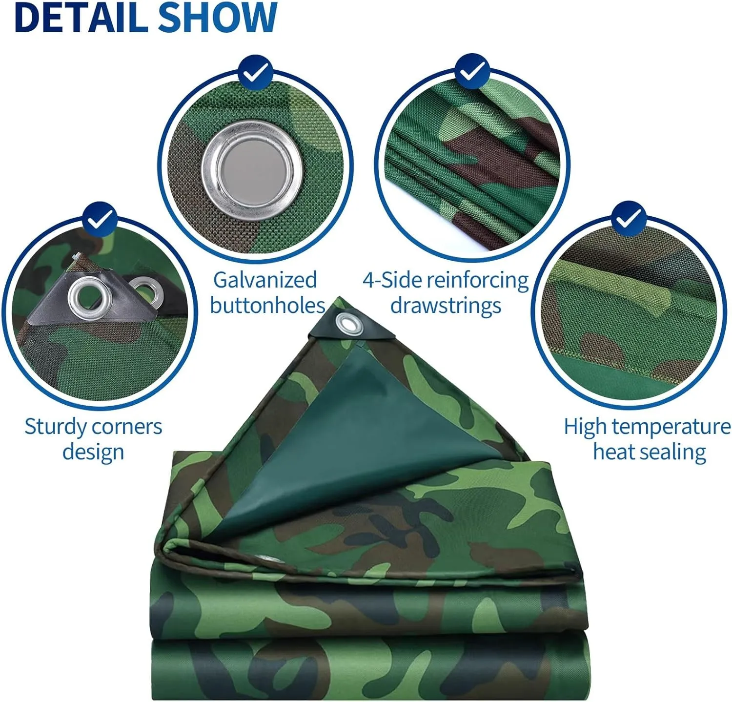 Small Multipurpose Cover, 450g/m² Rainproof Canopy Tent Cover 0.45mm Thick Canvas Tarp Sheet for Camping, Garden, Gazebo, Trailer - Camouflage s with Reinforcement Edge(1x1.8m)