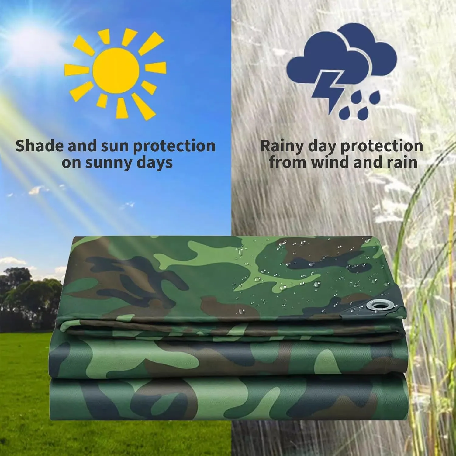 Small Multipurpose Cover, 450g/m² Rainproof Canopy Tent Cover 0.45mm Thick Canvas Tarp Sheet for Camping, Garden, Gazebo, Trailer - Camouflage s with Reinforcement Edge(1x1.8m)