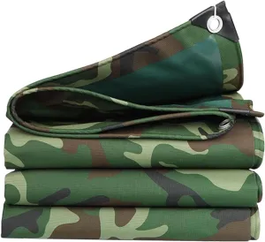 Small Multipurpose Cover, 450g/m² Rainproof Canopy Tent Cover 0.45mm Thick Canvas Tarp Sheet for Camping, Garden, Gazebo, Trailer - Camouflage s with Reinforcement Edge(1x1.8m)