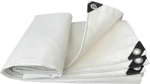 Small Multipurpose Cover, 600g/m² White Cover Heavy Duty, Thicken Durable Canvas Tarp with Grommets and Reinforced Edges for Multipurpose Outdoor Use(1x7m)