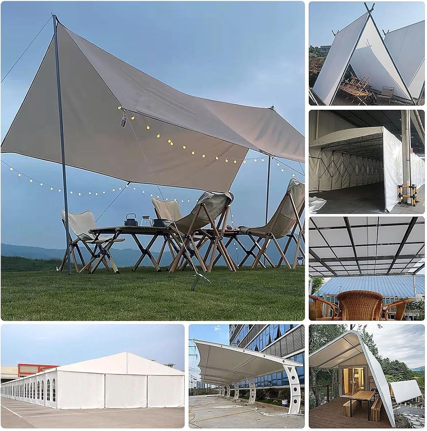 Small Multipurpose Cover, 600g/m² White Cover Heavy Duty, Thicken Durable Canvas Tarp with Grommets and Reinforced Edges for Multipurpose Outdoor Use(1x7m)