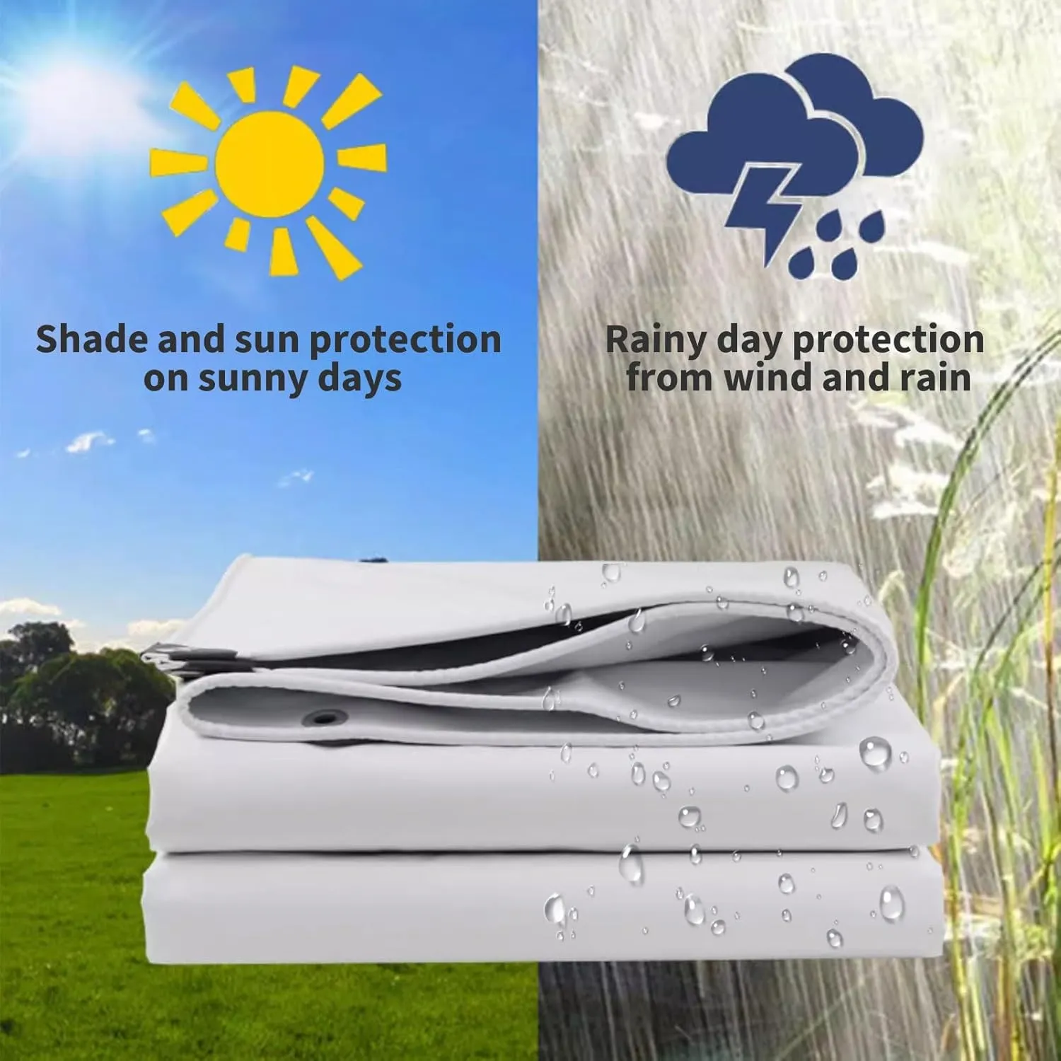 Small Multipurpose Cover, 600g/m² White Cover Heavy Duty, Thicken Durable Canvas Tarp with Grommets and Reinforced Edges for Multipurpose Outdoor Use(1x7m)