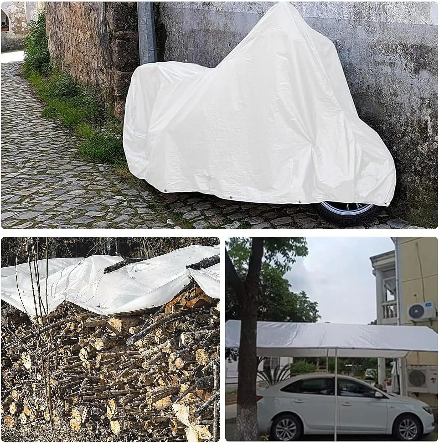 Small Multipurpose Cover, 600g/m² White Cover Heavy Duty, Thicken Durable Canvas Tarp with Grommets and Reinforced Edges for Multipurpose Outdoor Use(1x7m)