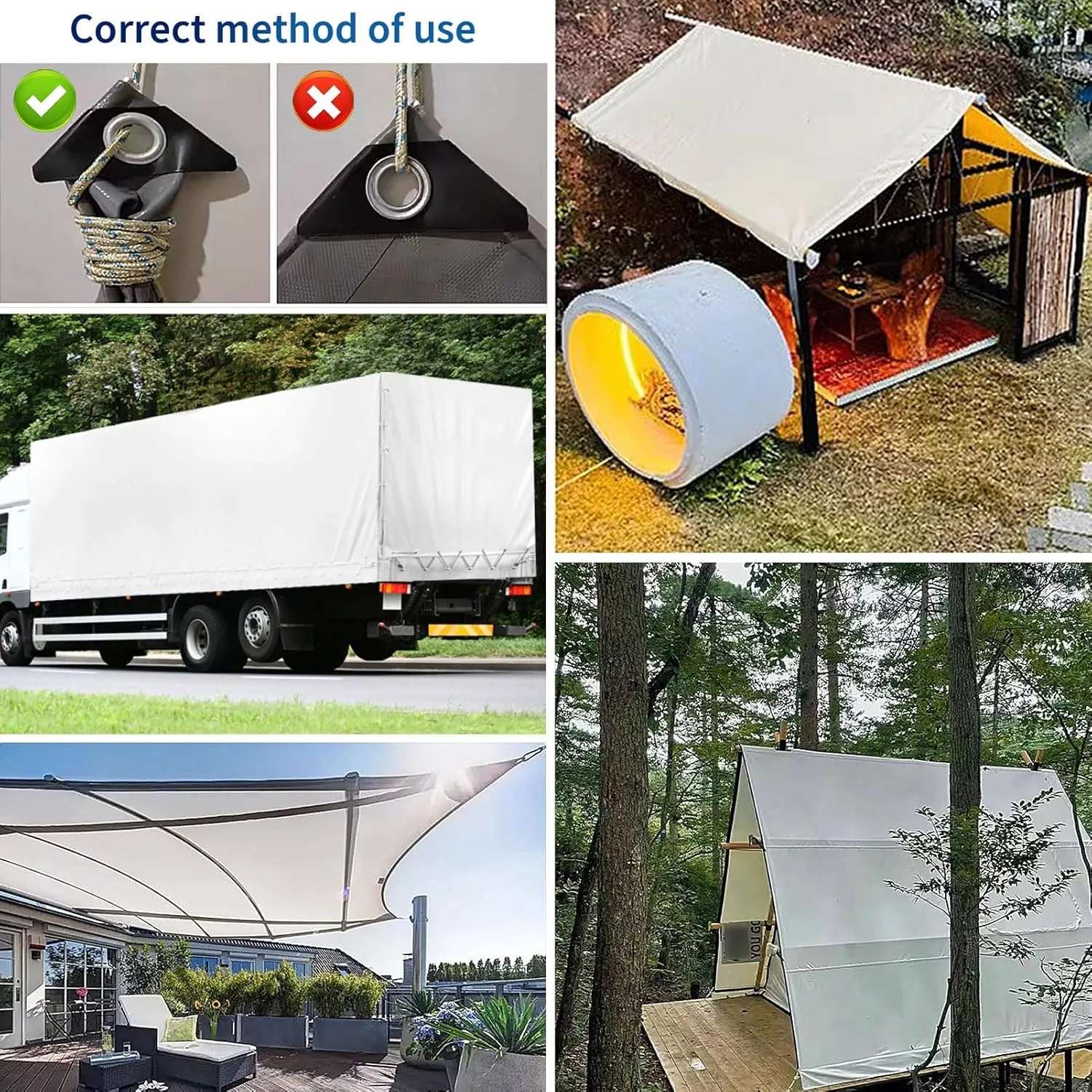 Small Multipurpose Cover, 600g/m² White Cover Heavy Duty, Thicken Durable Canvas Tarp with Grommets and Reinforced Edges for Multipurpose Outdoor Use(1x7m)