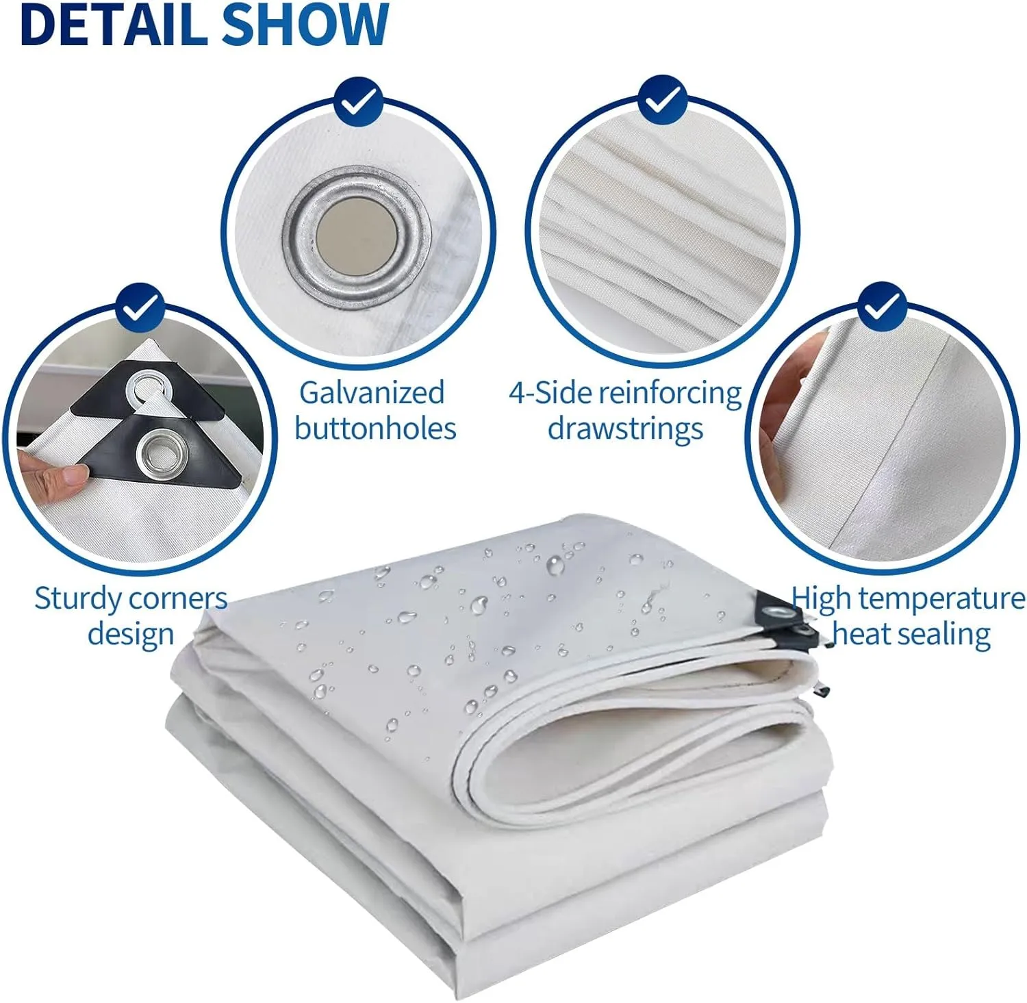 Small Multipurpose Cover, 600g/m² White Cover Heavy Duty, Thicken Durable Canvas Tarp with Grommets and Reinforced Edges for Multipurpose Outdoor Use(1x7m)