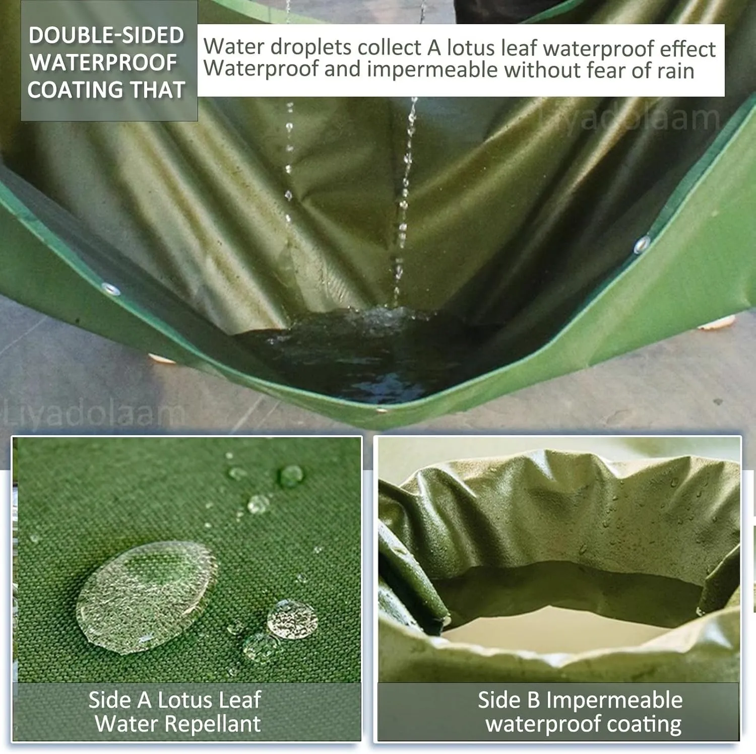 Small Multipurpose Cover, Green 600g/m² Heavy Duty Canvas Tarp with Grommets for Outdoor Camping,Car Furniture Ground Multipurpose Sheet Covers(3x5m)