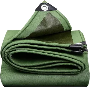 Small Multipurpose Cover, Green 600g/m² Heavy Duty Canvas Tarp with Grommets for Outdoor Camping,Car Furniture Ground Multipurpose Sheet Covers(3x5m)