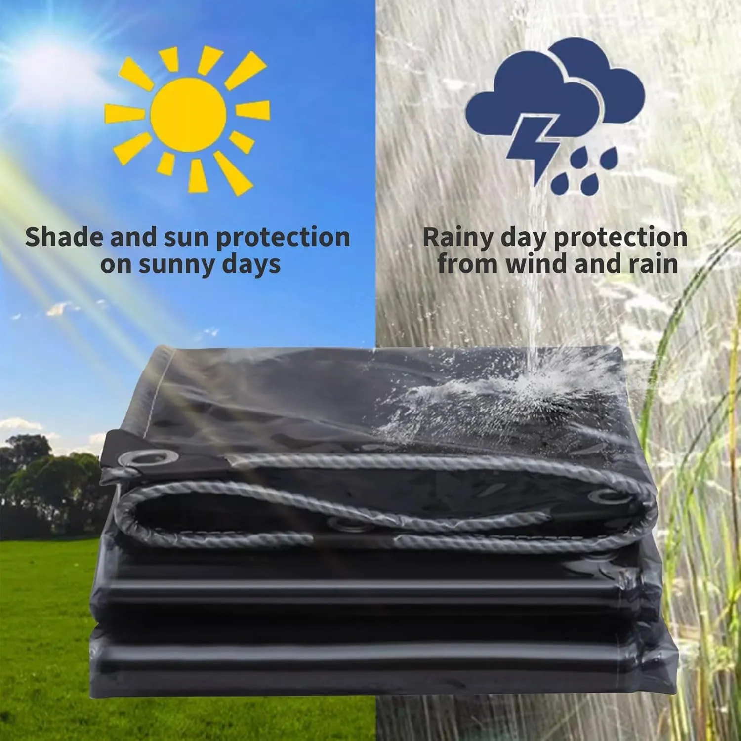 Small Multipurpose Cover, Heavy Duty 400g/m² Clear Tarp with Eyelets, Outdoor Translucent Tarp PVC Curtain Windproof, Tear for Garden, Gazebo(1.5x1.5m)