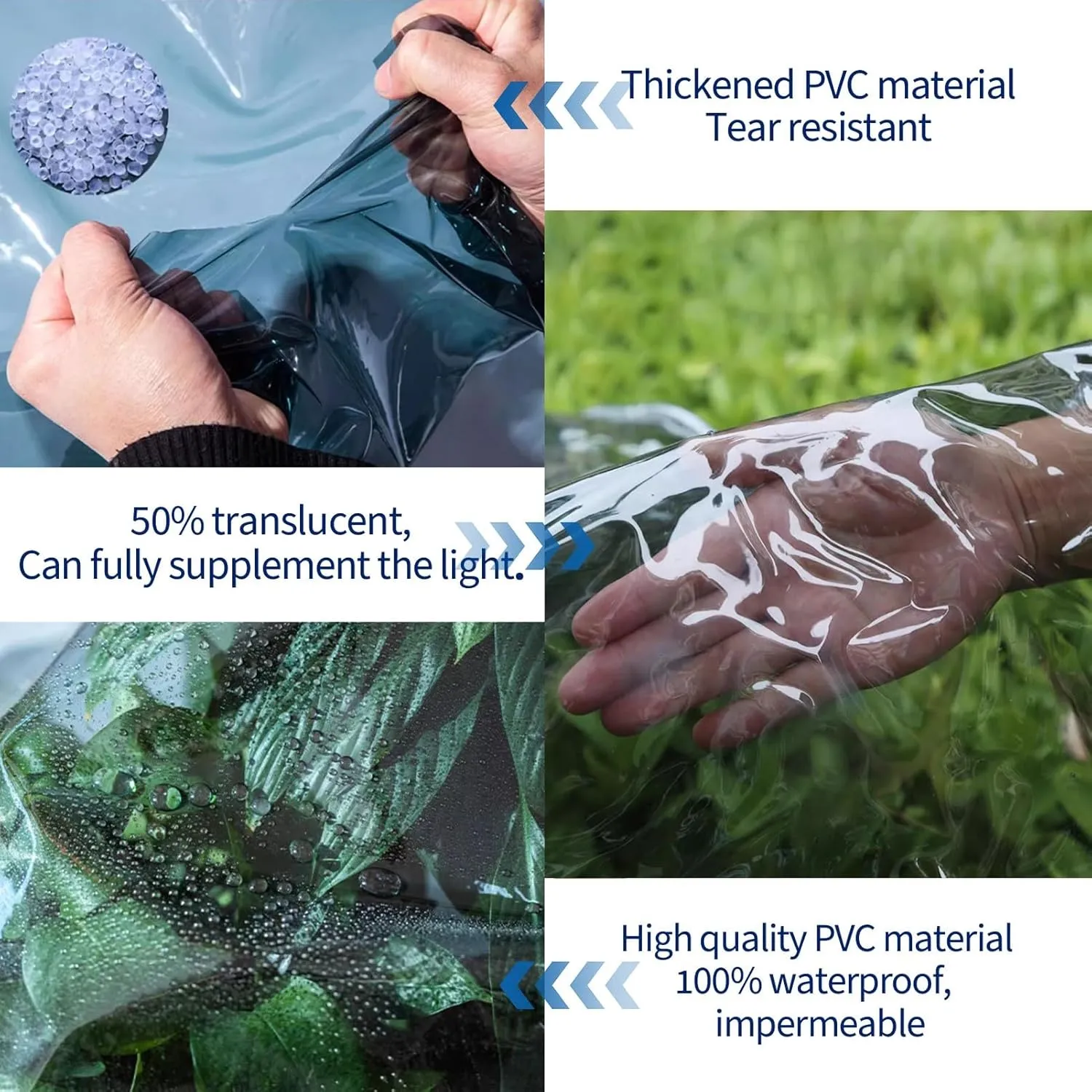 Small Multipurpose Cover, Heavy Duty 400g/m² Clear Tarp with Eyelets, Outdoor Translucent Tarp PVC Curtain Windproof, Tear for Garden, Gazebo(1.5x1.5m)