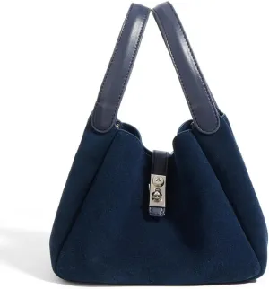 Small Suede Bucket Bags for Women Genuine Leather Suede Shoulder Purse Vintage Top Handle Handbag