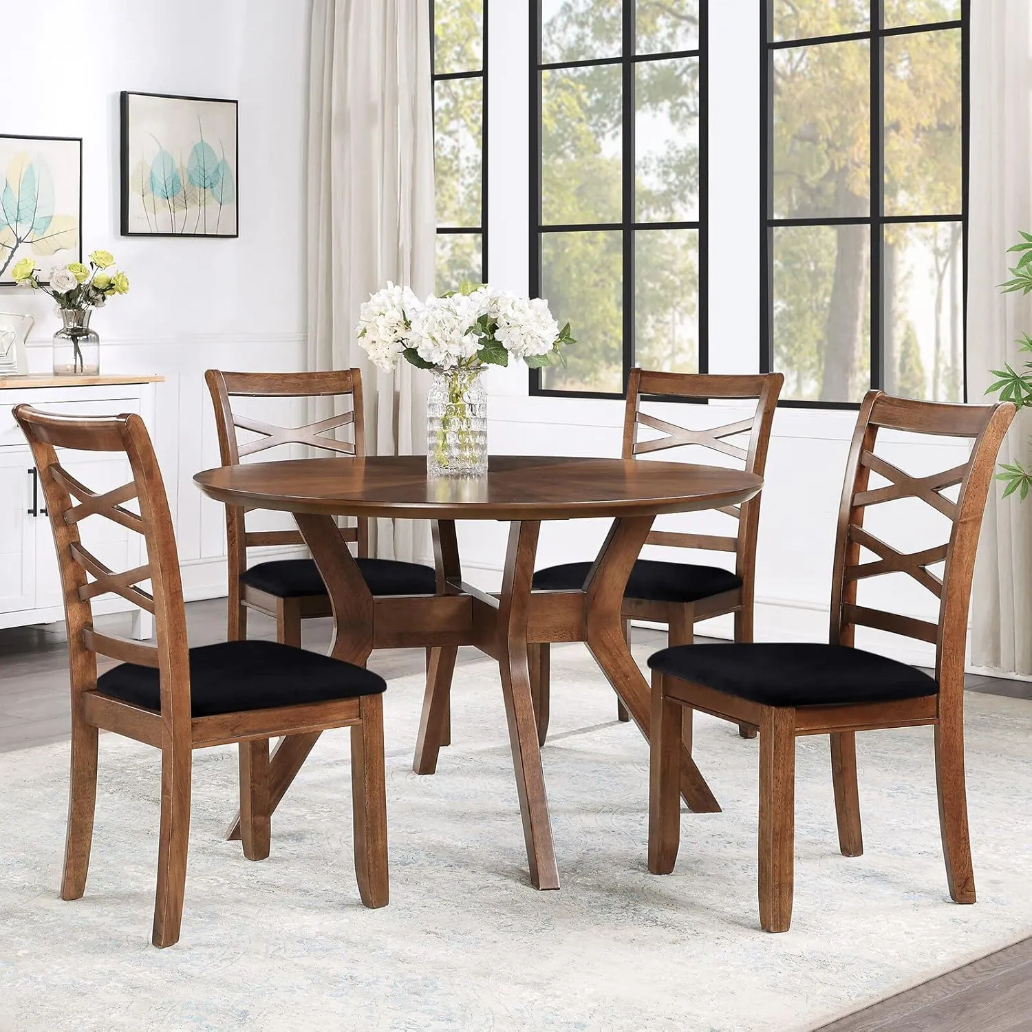 Smiry Velvet Seat Covers for Dining Room Chair Set of 6, Stretch Fit Removable Washable Chair Seat Cushion Protector Slipcovers with Ties, Black