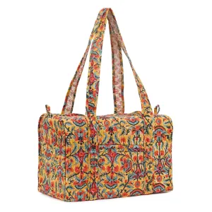 SNAPDRAGONS HAND BLOCK PRINTED QUILTED TRAVEL MICRO DUFFLE BAG