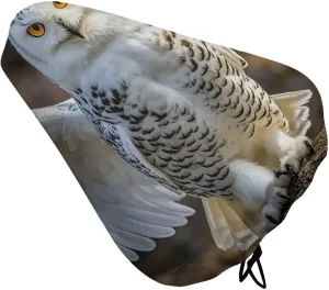 Snow Owl Bike Seat Cover Water-Repellent Exercise Bike Seat Cushion Bicycle Saddle Cover with Drawstring Rain Snow Dust Covers for City Mountain Road Biking