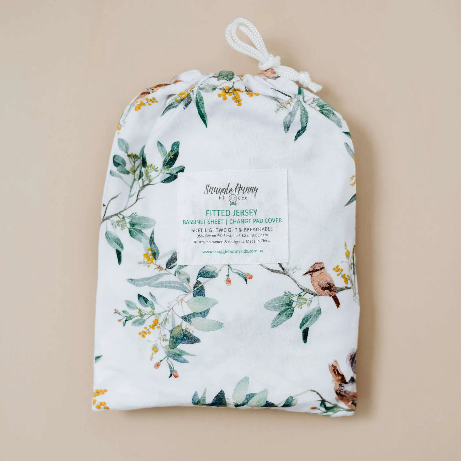 Snuggle Hunny Bassinet Sheet & Change Pad Cover - Eucalypt
