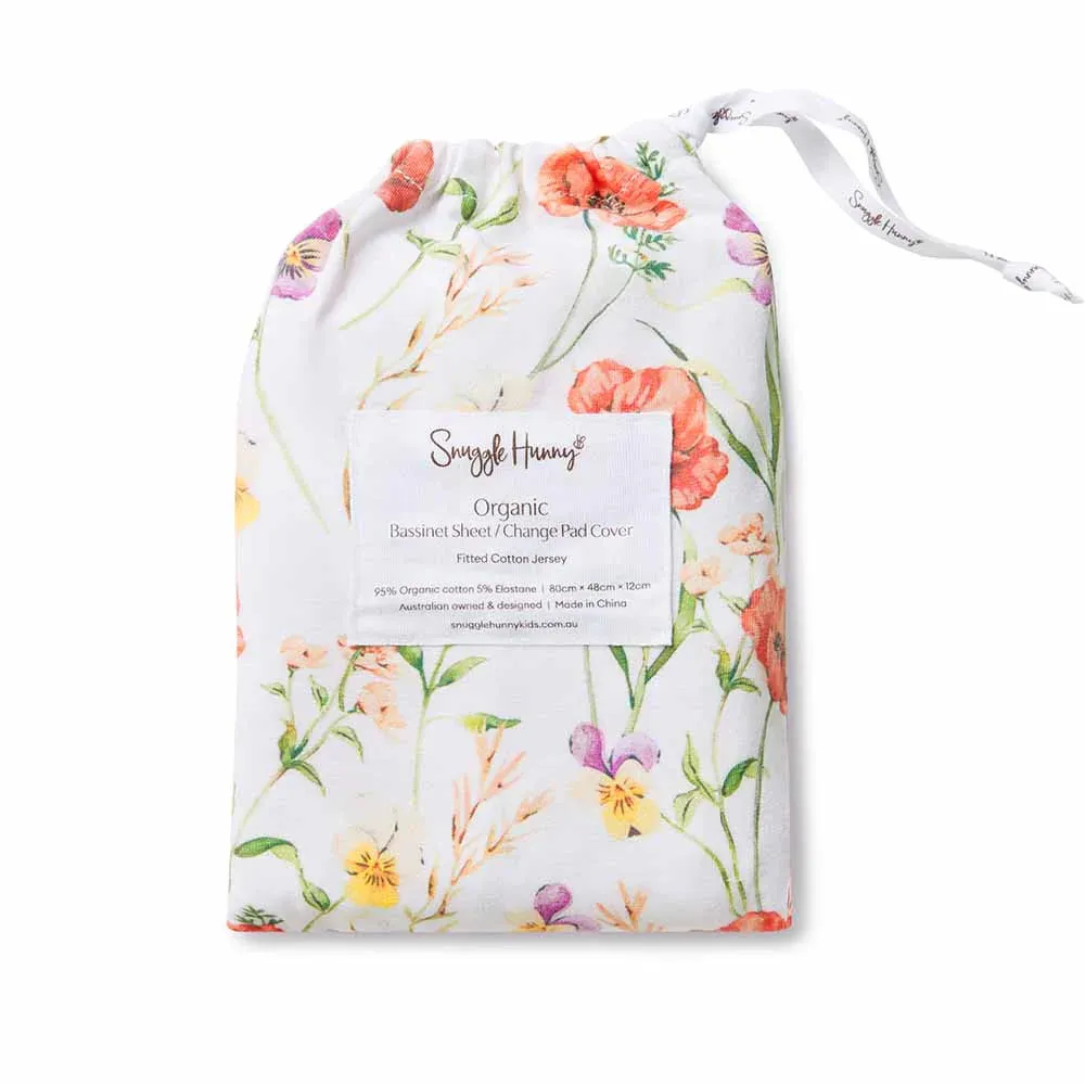Snuggle Hunny Bassinet Sheet & Change Pad Cover - Meadow