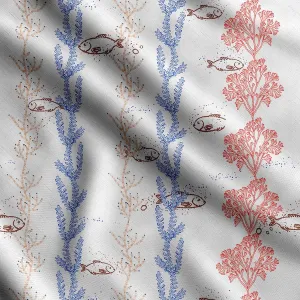 Soimoi Heavyweight Cotton Canvas Fabric Material - 56 Inch Wide, Blue - Ocean Print, Ideal for Making Durable Tote Bags, Backpacks, Jackets, Upholstery, Cushions, Outdoor Furniture Covers, 1 Yard