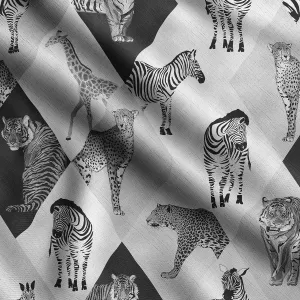 Soimoi Heavyweight Cotton Canvas Fabric Material - 56 Inch Wide, Gray - Animal Print, Ideal for Making Durable Tote Bags, Backpacks, Jackets, Upholstery, Cushions, Outdoor Furniture Covers, 1 Yard