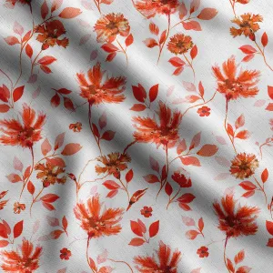 Soimoi Heavyweight Cotton Canvas Fabric Material - 56 Inch Wide, Orange - Floral Print, Ideal for Making Durable Tote Bags, Backpacks, Jackets, Upholstery, Cushions, Outdoor Furniture Covers, 1 Yard