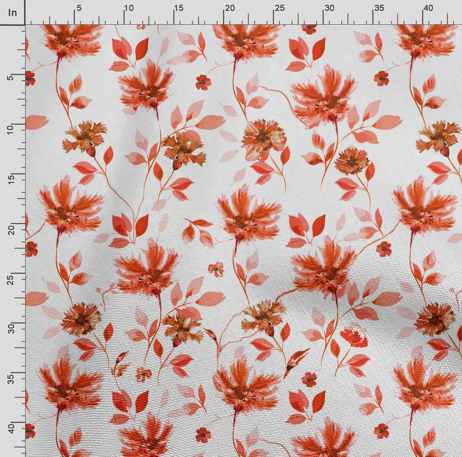 Soimoi Heavyweight Cotton Canvas Fabric Material - 56 Inch Wide, Orange - Floral Print, Ideal for Making Durable Tote Bags, Backpacks, Jackets, Upholstery, Cushions, Outdoor Furniture Covers, 1 Yard