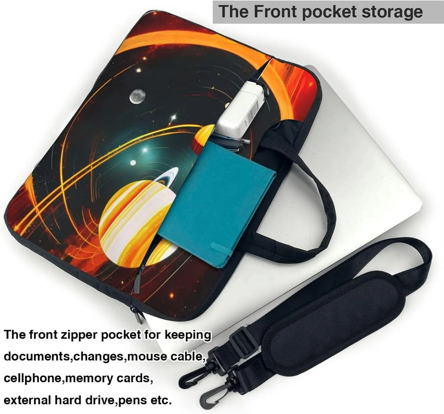 Solar System Jupiter Saturn Print Versatile Laptop Bag Men's Laptop Case & Womenâ€™s Computer Bag with Shoulder Strap