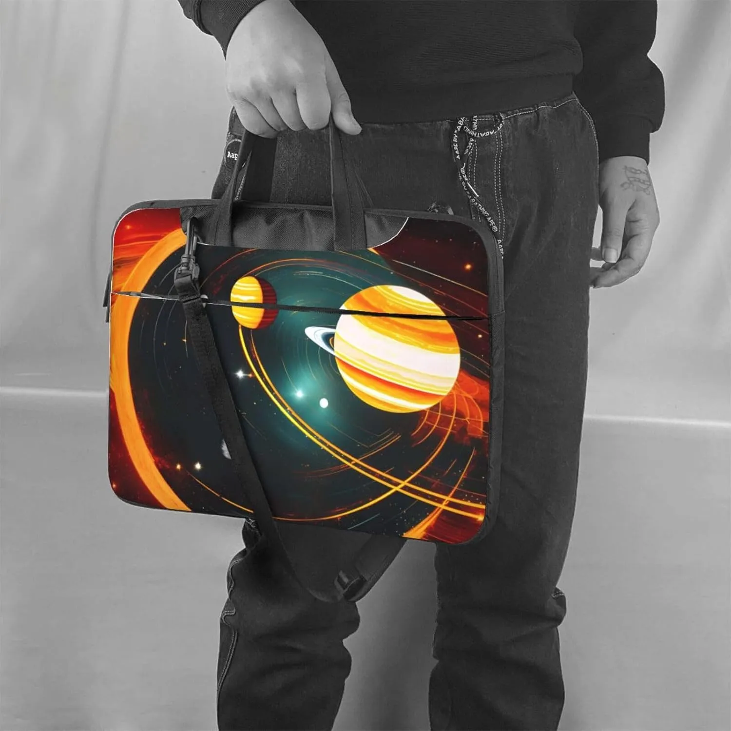 Solar System Jupiter Saturn Print Versatile Laptop Bag Men's Laptop Case & Womenâ€™s Computer Bag with Shoulder Strap