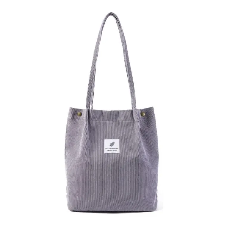 Solid Corduroy Canvas Shoulder Bag – Stylish, Versatile Tote