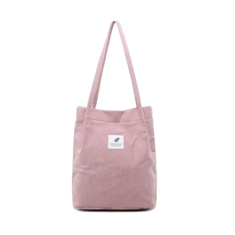 Solid Corduroy Canvas Shoulder Bag – Stylish, Versatile Tote