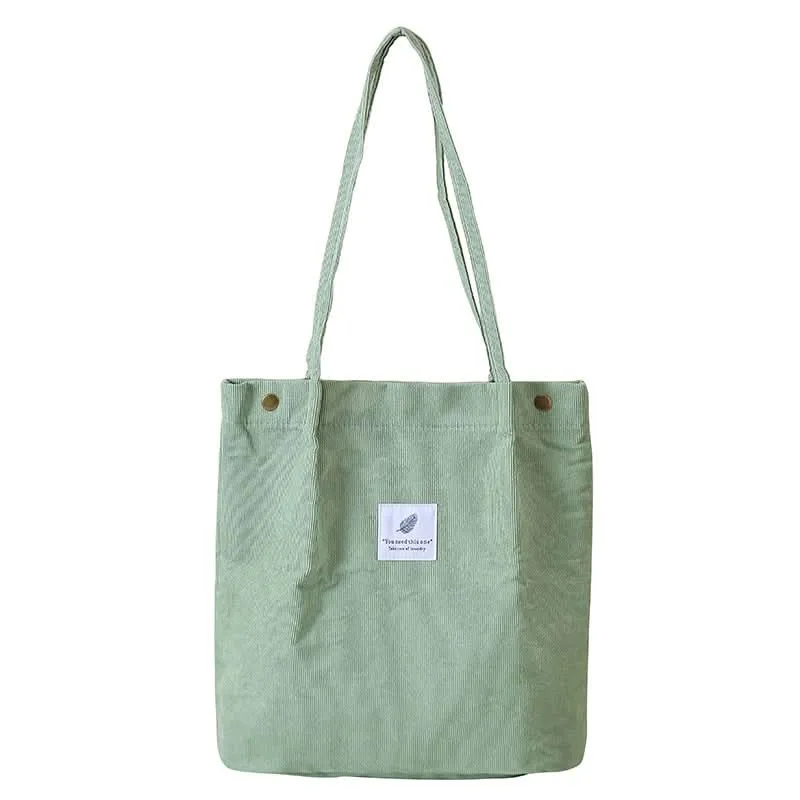 Solid Corduroy Canvas Shoulder Bag – Stylish, Versatile Tote