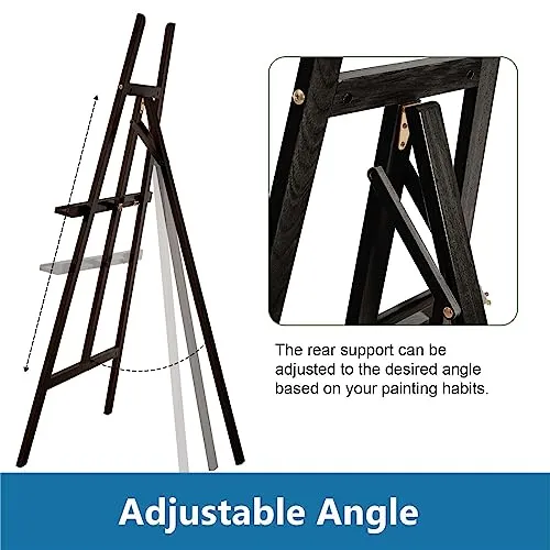 Somime A - Frame Wooden Display Easel - Adjustable Lyre Beechwood Studio Easel Stand Holding Canvas Up to 90", Inclinable Artist Floor Painting Easel