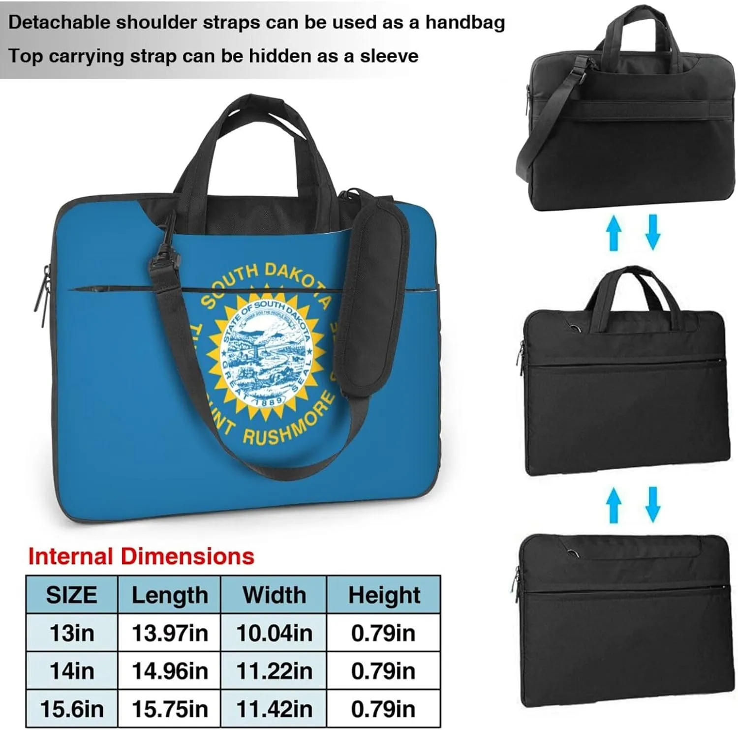 South Dakota Flag Print Work Laptop Bag Stylish and Protective Laptop Case Briefcase for Men Women Office