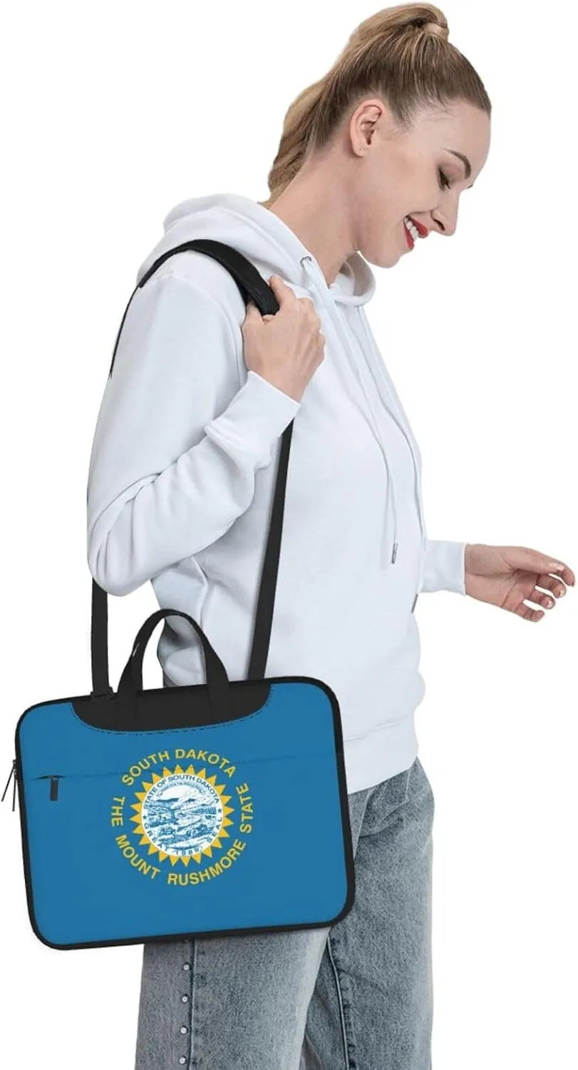 South Dakota Flag Print Work Laptop Bag Stylish and Protective Laptop Case Briefcase for Men Women Office