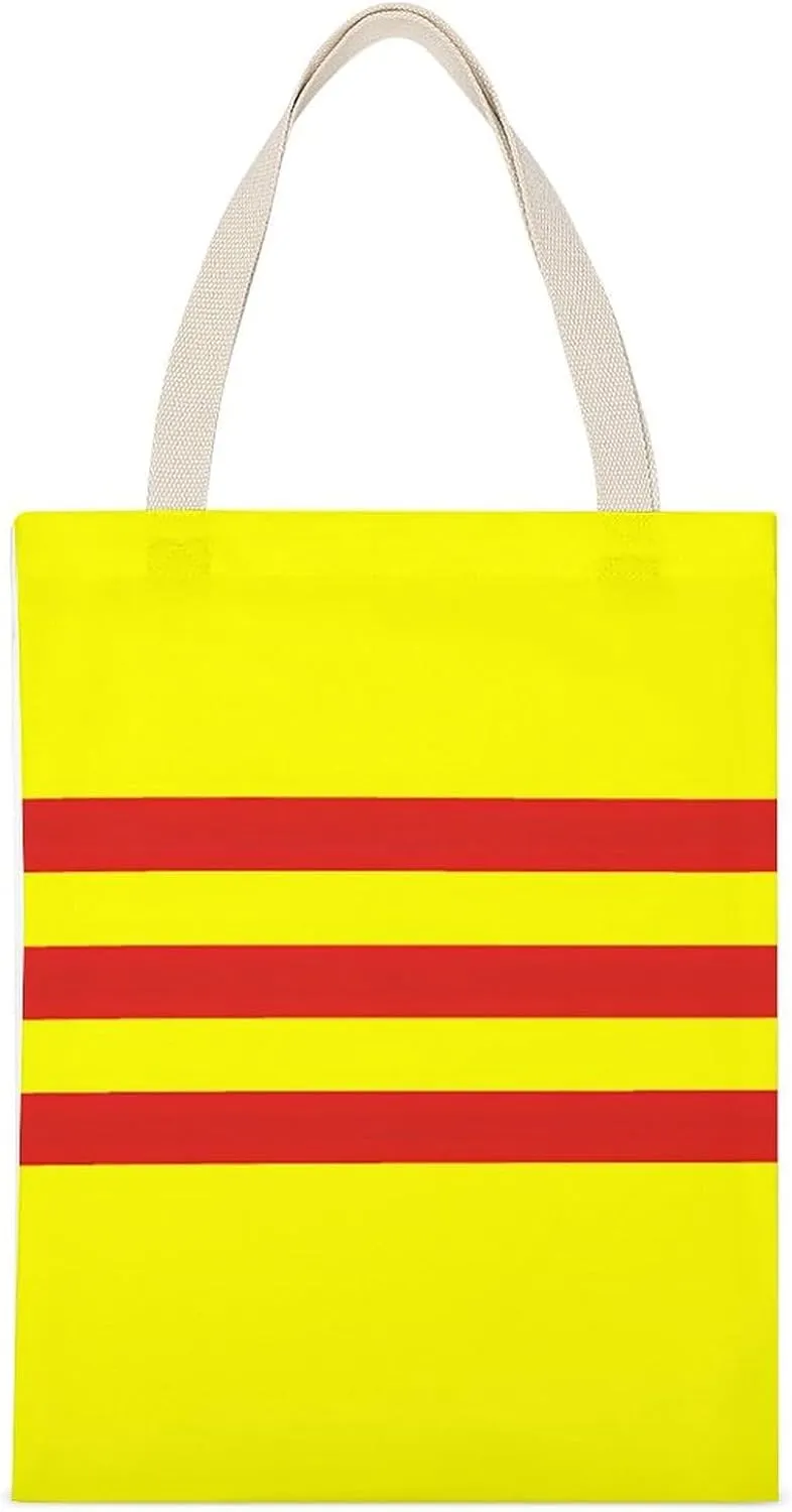 South Vietnam Flag Printed Canvas Tote Bags Shoulder Bag Reusable Grocery Shopping Handbag DIY Gifts 14"x18"